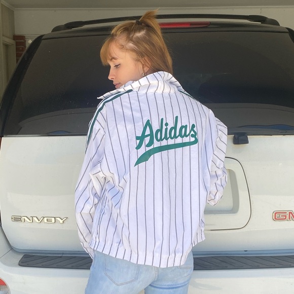 adidas Jackets & Blazers - adidas Vertical 3-Stripe White Windbreaker Jacket